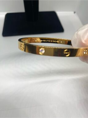 Fashion Jewelry Gold-Tone Bangle with Clear Gem Accents